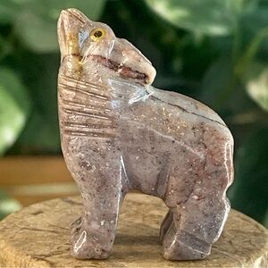 Soapstone WOLF Figurine MINI Carved Stone Coyote Dog Carving Crystal Animal 1.5"